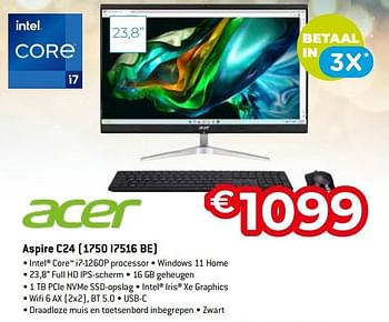 Promoties Acer aspire c24 (1750 i7516 be) - Acer - Geldig van 11/12/2023 tot 31/12/2023 bij Exellent