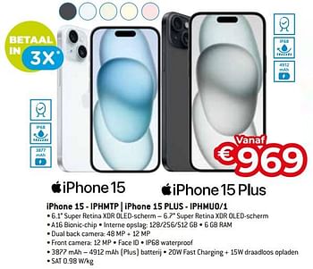Promoties Apple iphone 15 - iphmtp - Apple - Geldig van 11/12/2023 tot 31/12/2023 bij Exellent