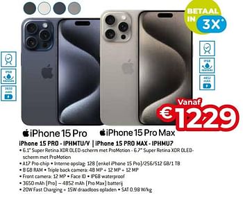 Promoties Apple iphone 15 pro - iphmtu-v - Apple - Geldig van 11/12/2023 tot 31/12/2023 bij Exellent