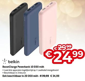 Promoties Belkin boostcharge powerbank 10 000 mah - BELKIN - Geldig van 11/12/2023 tot 31/12/2023 bij Exellent