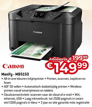 Promoties Canon maxify - mb5150 - Canon - Geldig van 11/12/2023 tot 31/12/2023 bij Exellent