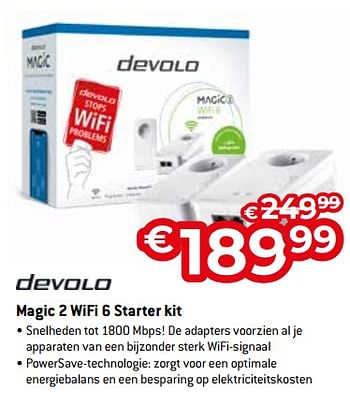 Promoties Devolo magic 2 wifi 6 starter kit - Devolo - Geldig van 11/12/2023 tot 31/12/2023 bij Exellent