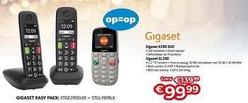 Promoties Gigaset easy pack: stge290duo + stgl390blk - Giga - Geldig van 11/12/2023 tot 31/12/2023 bij Exellent