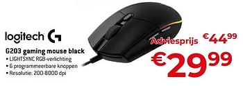Promoties Logitech g203 gaming mouse black - Logitech - Geldig van 11/12/2023 tot 31/12/2023 bij Exellent