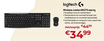 Promoties Logitech wireless combo mk270 azerty - Logitech - Geldig van 11/12/2023 tot 31/12/2023 bij Exellent