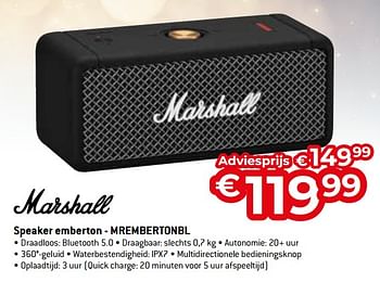 Promoties Marshall speaker emberton - mrembertonbl - MARSHALL - Geldig van 11/12/2023 tot 31/12/2023 bij Exellent