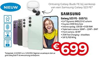 Promoties Samsung galaxy s23 fe - sus711 - Samsung - Geldig van 11/12/2023 tot 31/12/2023 bij Exellent