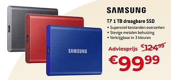 Promoties Samsung t7 1 tb draagbare ssd - Samsung - Geldig van 11/12/2023 tot 31/12/2023 bij Exellent