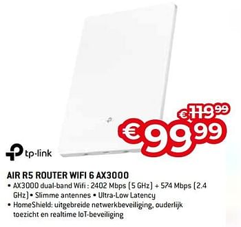 Promoties Tp-link air r5 router wifi 6 ax3000 - TP-LINK - Geldig van 11/12/2023 tot 31/12/2023 bij Exellent