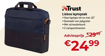 Promoties Trust lisboa laptopzak - Trust - Geldig van 11/12/2023 tot 31/12/2023 bij Exellent