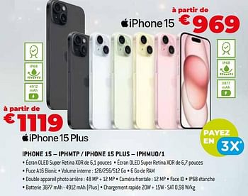 Promotions Apple iphone 15 - iphmtp - iphone 15 plus - iphmu0-1 - Apple - Valide de 11/12/2023 à 31/12/2023 chez Exellent