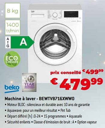 Promotions Beko machine à laver - bewtv8716xww0 - Beko - Valide de 11/12/2023 à 31/12/2023 chez Exellent