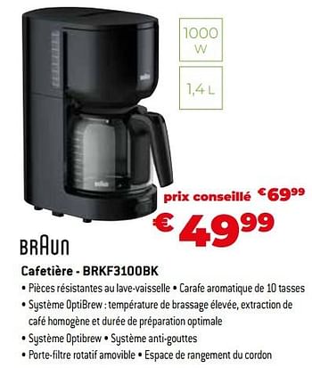 Promotions Braun cafetière - brkf3100bk - Braun - Valide de 11/12/2023 à 31/12/2023 chez Exellent