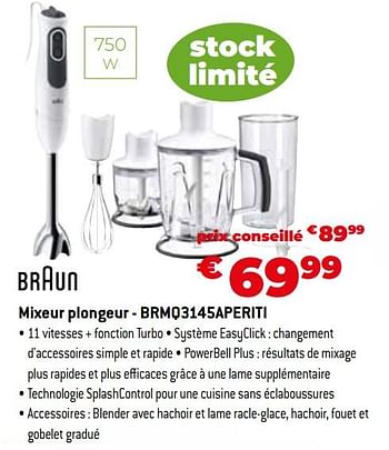 Promotions Braun mixeur plongeur - brmq3145aperiti - Braun - Valide de 11/12/2023 à 31/12/2023 chez Exellent