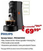 Promo Phillips machine à dosettes senseo quadrante hd7866/61 noire chez  Géant Casino
