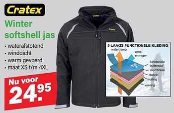 Promoties Winter softshell jas - Cratex - Geldig van 18/12/2023 tot 01/06/2024 bij Van Cranenbroek