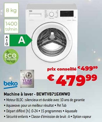 Promotions Beko machine à laver - bewtv8716xww0 - Beko - Valide de 11/12/2023 à 31/12/2023 chez Exellent