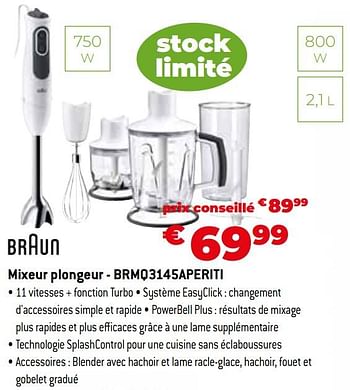 Promotions Braun mixeur plongeur - brmq3145aperiti - Braun - Valide de 11/12/2023 à 31/12/2023 chez Exellent