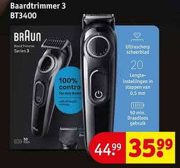 Promoties Braun baardtrimmer 3 bt3400 - Braun - Geldig van 26/12/2023 tot 31/12/2023 bij Kruidvat