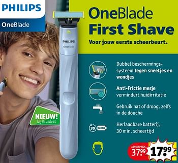 Promoties Philips oneblade first shave - Philips - Geldig van 26/12/2023 tot 31/12/2023 bij Kruidvat