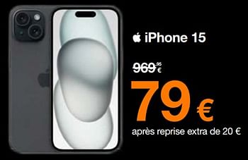 Promotions Apple iphone 15 - Apple - Valide de 18/12/2023 à 31/12/2023 chez Orange