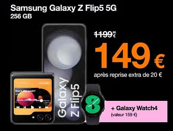 Promotions Samsung galaxy z flip5 5g 256 gb - Samsung - Valide de 18/12/2023 à 31/12/2023 chez Orange