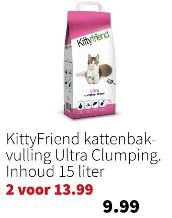 Promoties Kittyfriend kattenbakvulling ultra clumping - Kitty Friend - Geldig van 25/12/2023 tot 31/12/2023 bij Intratuin