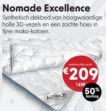 Promoties Nomade excellence synthetisch dekbed - Nomade - Geldig van 14/12/2023 tot 31/12/2023 bij Sleepworld