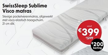 Promoties Swisssleep sublime visco matras - Swiss Sleep - Geldig van 14/12/2023 tot 31/12/2023 bij Sleepworld