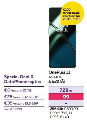Promoties Oneplus 11 128 gb 5g - OnePlus - Geldig van 15/12/2023 tot 31/01/2024 bij Proximus