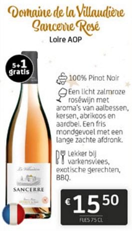 Promoties Domaine de la villaudiere sancerre rose loire aop - Rosé wijnen - Geldig van 15/12/2023 tot 31/12/2023 bij BelBev