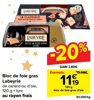 Promotions Bloc de foie gras labeyrie - Labeyrie - Valide de 26/12/2023 à 01/01/2024 chez Carrefour