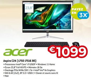 Promotions Acer aspire c24 1750 i7516 be - Acer - Valide de 11/12/2023 à 31/12/2023 chez Exellent