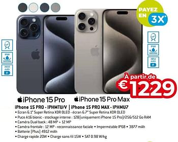 Promotions Apple iphone 15 pro - iphmtu-v - Apple - Valide de 11/12/2023 à 31/12/2023 chez Exellent