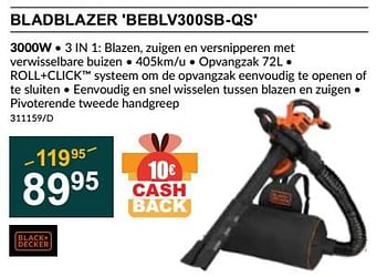Promoties Black + decker bladblazer beblv300sb-qs - Black & Decker - Geldig van 07/12/2023 tot 31/12/2023 bij HandyHome