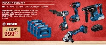Promoties Bosch toolkit 4-delig 18v - Bosch - Geldig van 07/12/2023 tot 31/12/2023 bij HandyHome