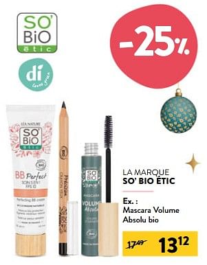 Promotions Mascara volume absolu bio - So' Bio Étic - Valide de 20/12/2023 à 02/01/2024 chez DI