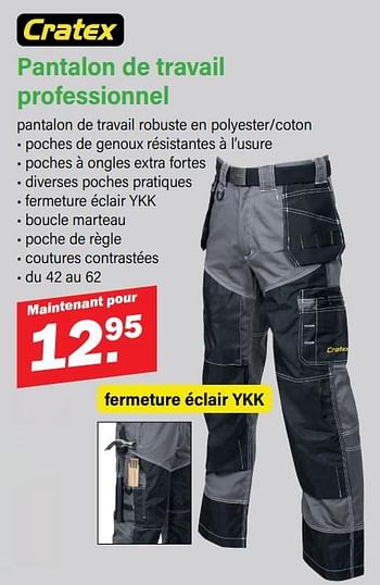 Promotions Pantalon de travail professionnel - Cratex - Valide de 18/12/2023 à 01/06/2024 chez Van Cranenbroek