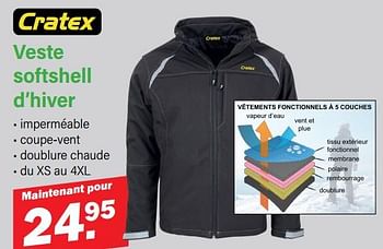 Promotions Veste softshell d’hiver - Cratex - Valide de 18/12/2023 à 01/06/2024 chez Van Cranenbroek