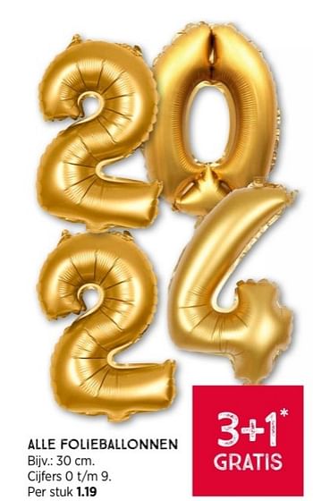 Promoties Alle folieballonnen cijfers - Huismerk - Xenos - Geldig van 25/12/2023 tot 31/12/2023 bij Xenos