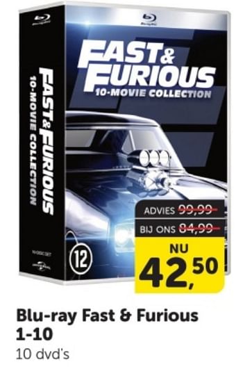 Promoties Blu-ray fast + furious 1-10 - Huismerk - Boekenvoordeel - Geldig van 27/12/2023 tot 31/12/2023 bij BoekenVoordeel