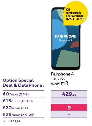 Promotions Fairphone 4 128 gb 5g - Fairphone - Valide de 15/12/2023 à 31/01/2024 chez Proximus