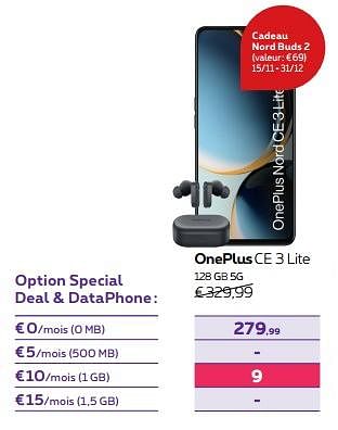 Promoties Oneplus ce 3 lite 128 gb 5g - OnePlus - Geldig van 15/12/2023 tot 31/01/2024 bij Proximus