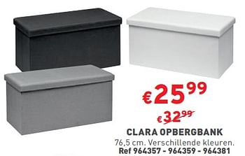 Promotions Clara opbergbank - Produit maison - Trafic  - Valide de 27/12/2023 à 31/12/2023 chez Trafic