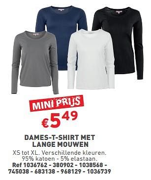 Promoties Dames-t-shirt met lange mouwen - Huismerk - Trafic  - Geldig van 27/12/2023 tot 31/12/2023 bij Trafic
