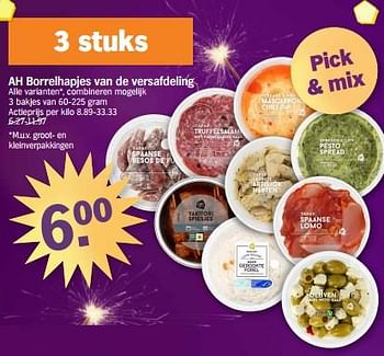 Promoties Ah borrelhapjes van de versafdeling - Huismerk - Albert Heijn - Geldig van 27/12/2023 tot 01/01/2024 bij Albert Heijn