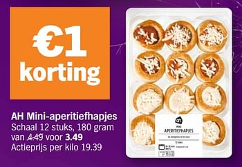Promoties Ah mini-aperitiefhapjes - Huismerk - Albert Heijn - Geldig van 27/12/2023 tot 01/01/2024 bij Albert Heijn