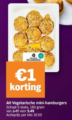 Promoties Ah vegetarische mini-hamburgers - Huismerk - Albert Heijn - Geldig van 27/12/2023 tot 01/01/2024 bij Albert Heijn