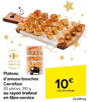 Promotions Plateau d’amuse-bouches carrefour - Produit maison - Carrefour  - Valide de 26/12/2023 à 01/01/2024 chez Carrefour