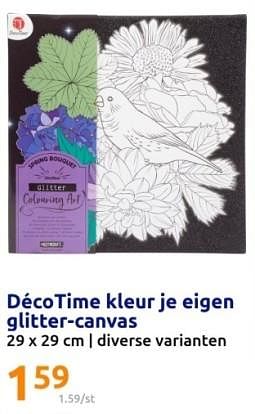 Promoties Décotime kleur je eigen glitter-canvas - Decotime - Geldig van 27/12/2023 tot 02/01/2024 bij Action